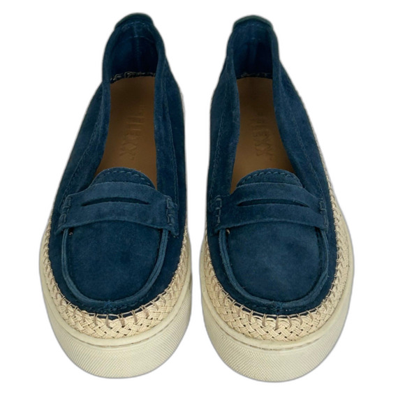 The Flexx Loafer Shoes Women’s Size 7.5 Color Navy Blue Tan Suede Leather - Picture 1 of 11